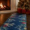 Decorative Pine Berry Rug Christmas Runner Rug, Watercolor Branches Berries Pattern, Indoor Entryway Hallway 47.24"x15.75" Non Slip Floor Mat