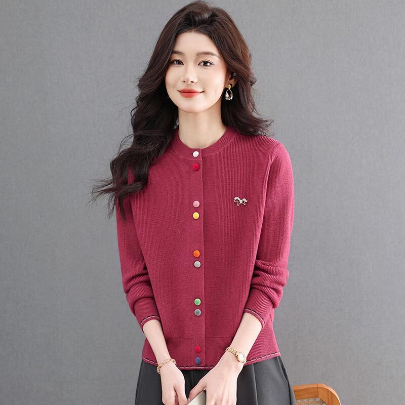 Pierre Cardin Women's Crew Neck Knitted Cardigan with Decorative Buttons