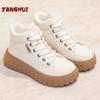 Winter New Fashion Women's Boots Plush Lace Up Solid Color Oversize Shoes Warm and Comfortable Soft Soled Sneakers Zapatillas