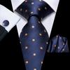 Hi-Tie Dark Gold Plaid Jacquard Mens Silk Tie Classic Necktie Cufflink Hanky Set