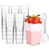 20Pc Dessert Cups with Spoons 3oz Plastic Square Shooter Cups for Serving Party Desserts Parfait Mousse Pudding Fruit Appetizers