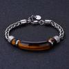 Stainless Steel Bead Bracelet Tiger-eye Stone Men's Bracelet Jewelry Twist Chain Bangle  Gift