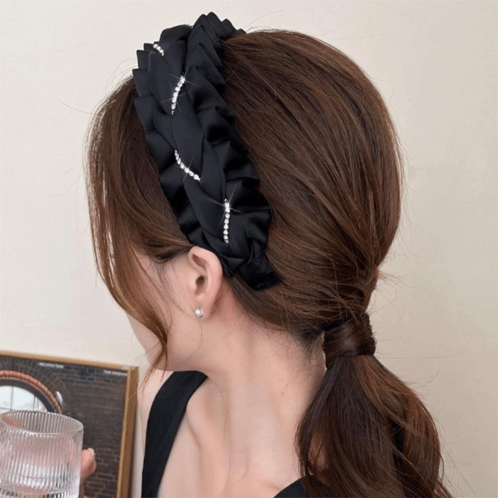 Cloth Women Hair Hoop Wide Wrinkle Headband Fashion Black Hairband Women