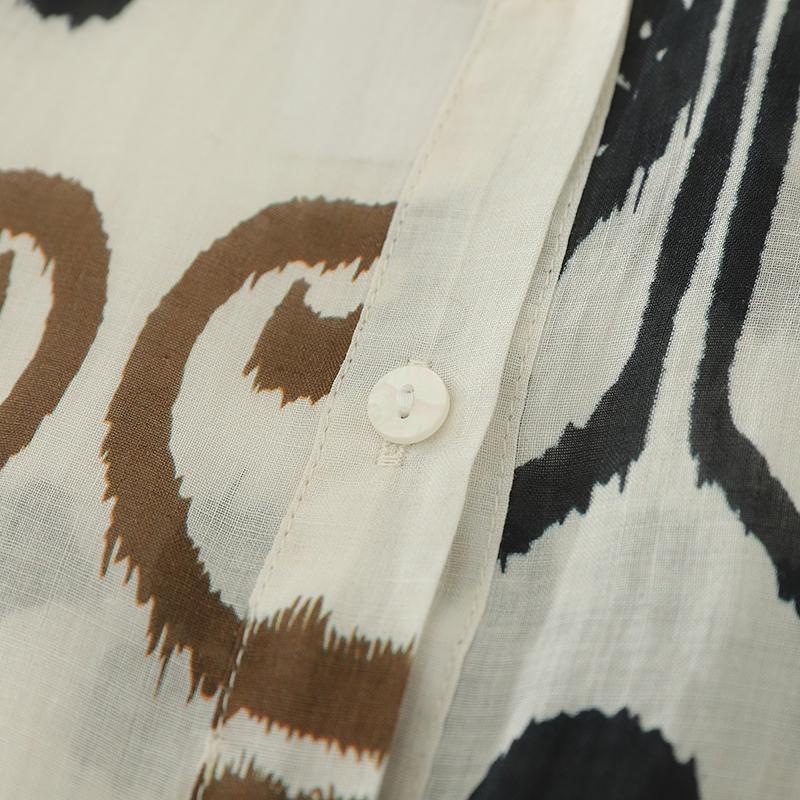 DIMANAF 2025 Новые Женские Топы Рубашки Футболки Однотонные Повседневные Свободные Блузки Осень Принт Хлопок Длинный Рукав