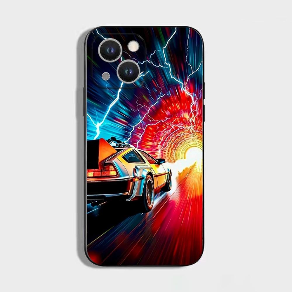 Ретро Чехол для телефона Назад в будущее Для iPhone 16,15,14,13,12,11 Plus,Pro Max,XS,X,XR,SE,Mini,8,7,Мягкий силиконовый черный чехол