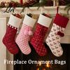 Reusable Flannel Candy Bags Christmas Stockings, 18 x 10 Inch Large Quilted Hanging Rustic Farmhouse Holiday Decor Decorative Xmas Gift for Fireplace