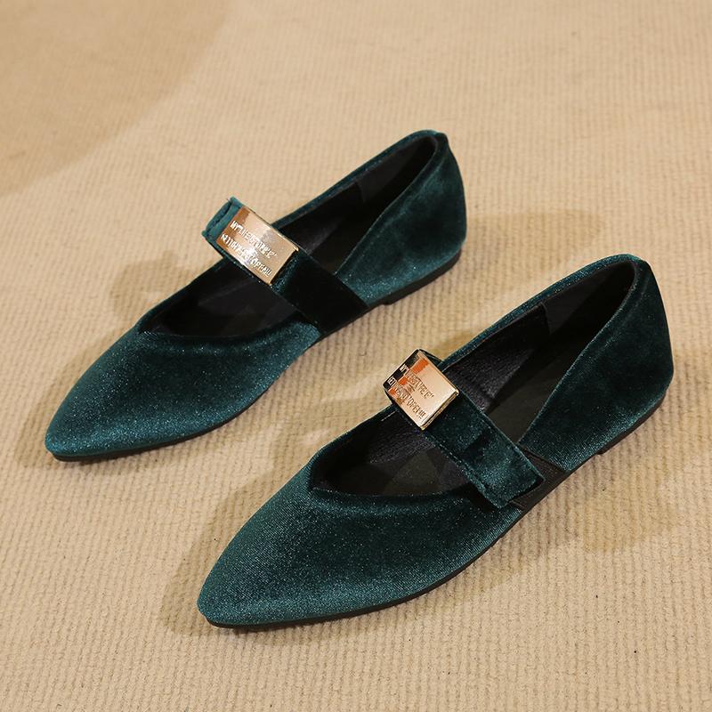 Women's Shoes Slip-on Women's Flats Metal Decoration Dress Flats Women Sexy Pointed Toe Flat Low Heels