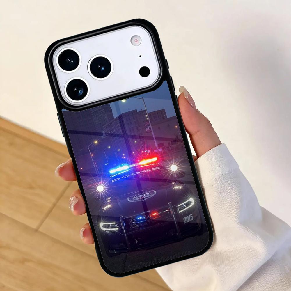 Police Cars Light At Night Mobile Phone Case for IPhone 17 AIR 16pro Max 15 14 13 12 11 Bumper Cover