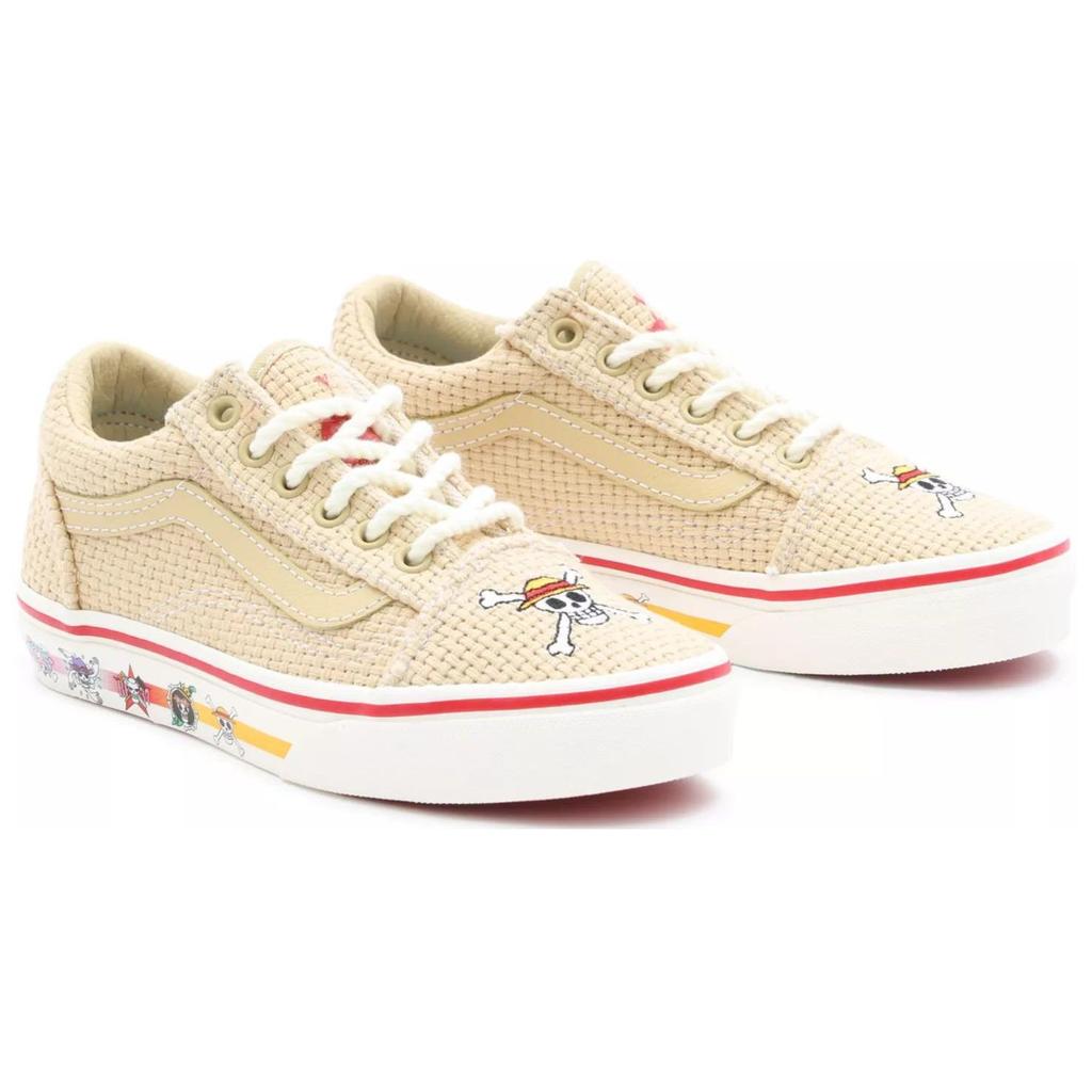 Vans One Piece X Серия Old Skool Удобные Универсальные Низкие Кеды из Канваса Детские кроссовки Светло-коричневые VN0005WVBMB