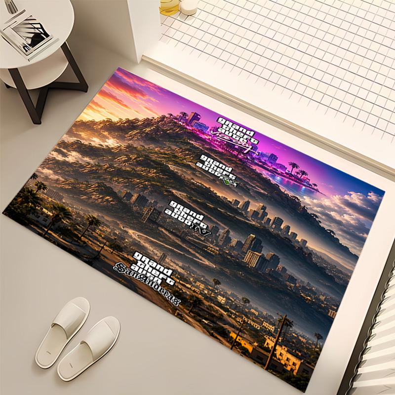 1pc Game Grand Theft Auto Print Area Rug - Soft, Washable Non-Slip Indoor Mat, Living Room, Home Office Decorative Rug,Office Decorative