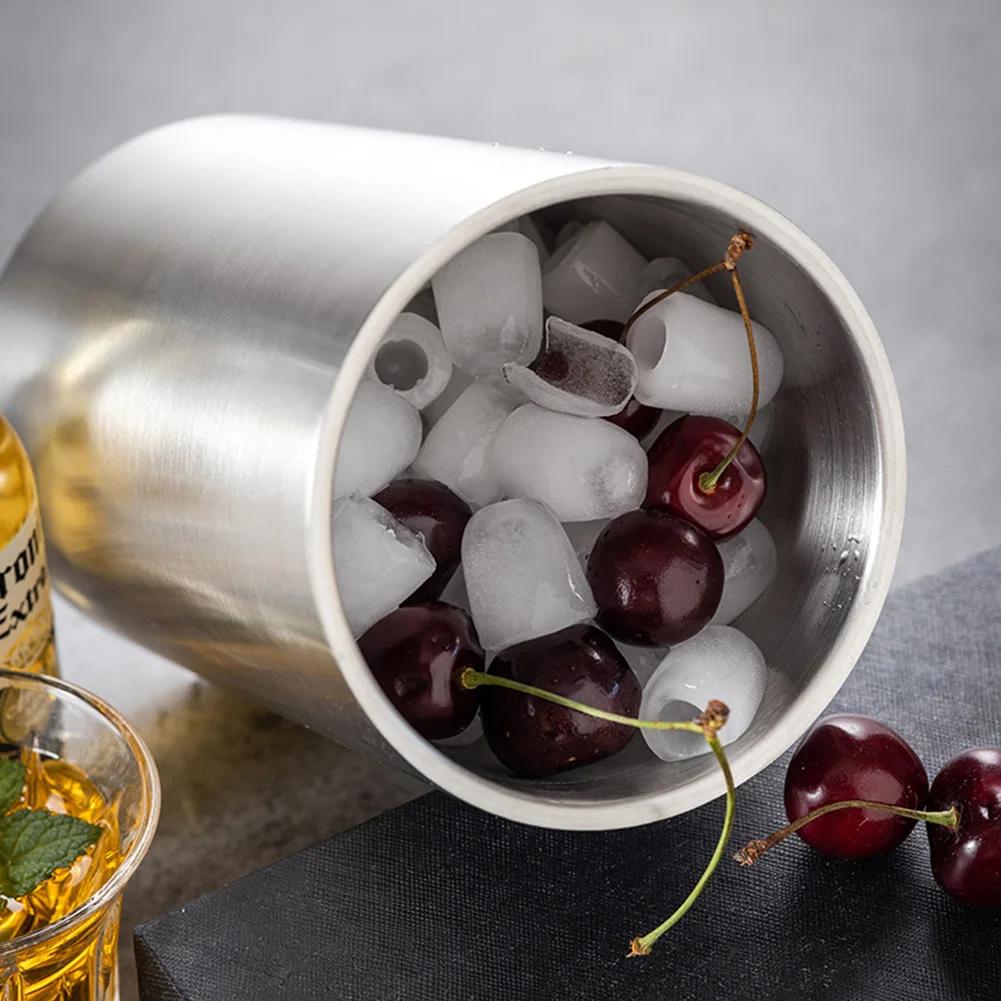 1pc Double-Wall Stainless Steel Ice Buckets Wine Chiller Bucket,Wine Bottle Cooler Bucket, Insulated Champagne Beer Ice Bucket