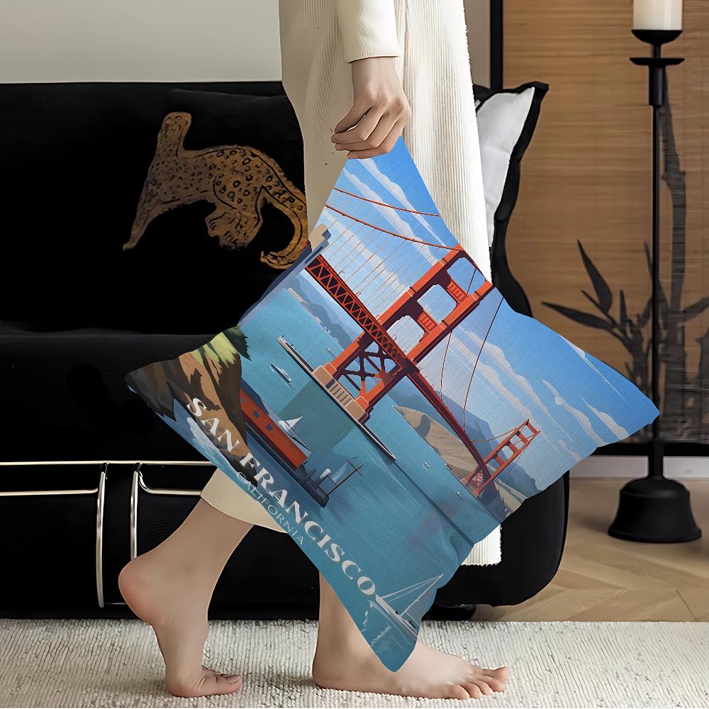 Ретро Городское Здание Америка Белый Дом Декоративный Эстетика Комнаты Чехол Домашний Декор Спальня Диван-Кровать Диван Подушка Чехол 45x45