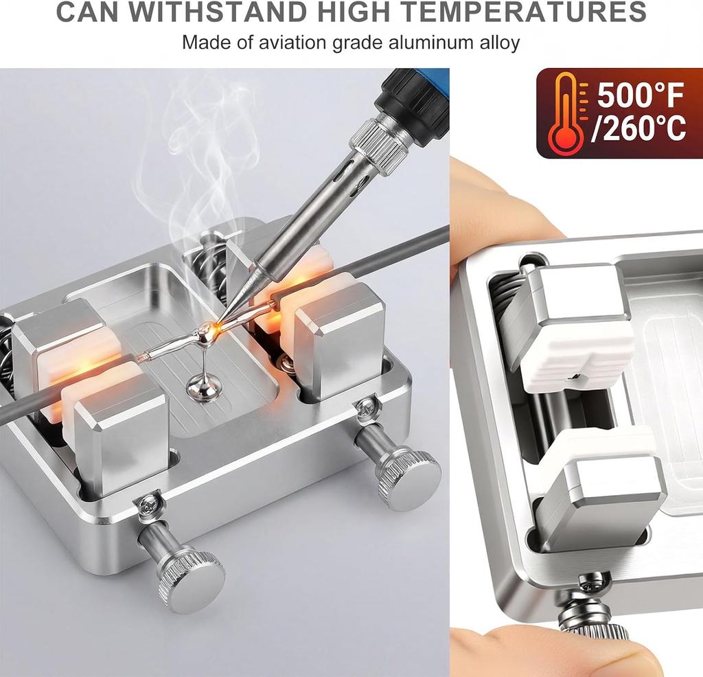 Electric Wire Welding Fixture Heavy-Duty Aluminum Alloy DIY Welding Tool Heat-Resistant Ceramic Soldering Clip for DIY Enthusiasts
