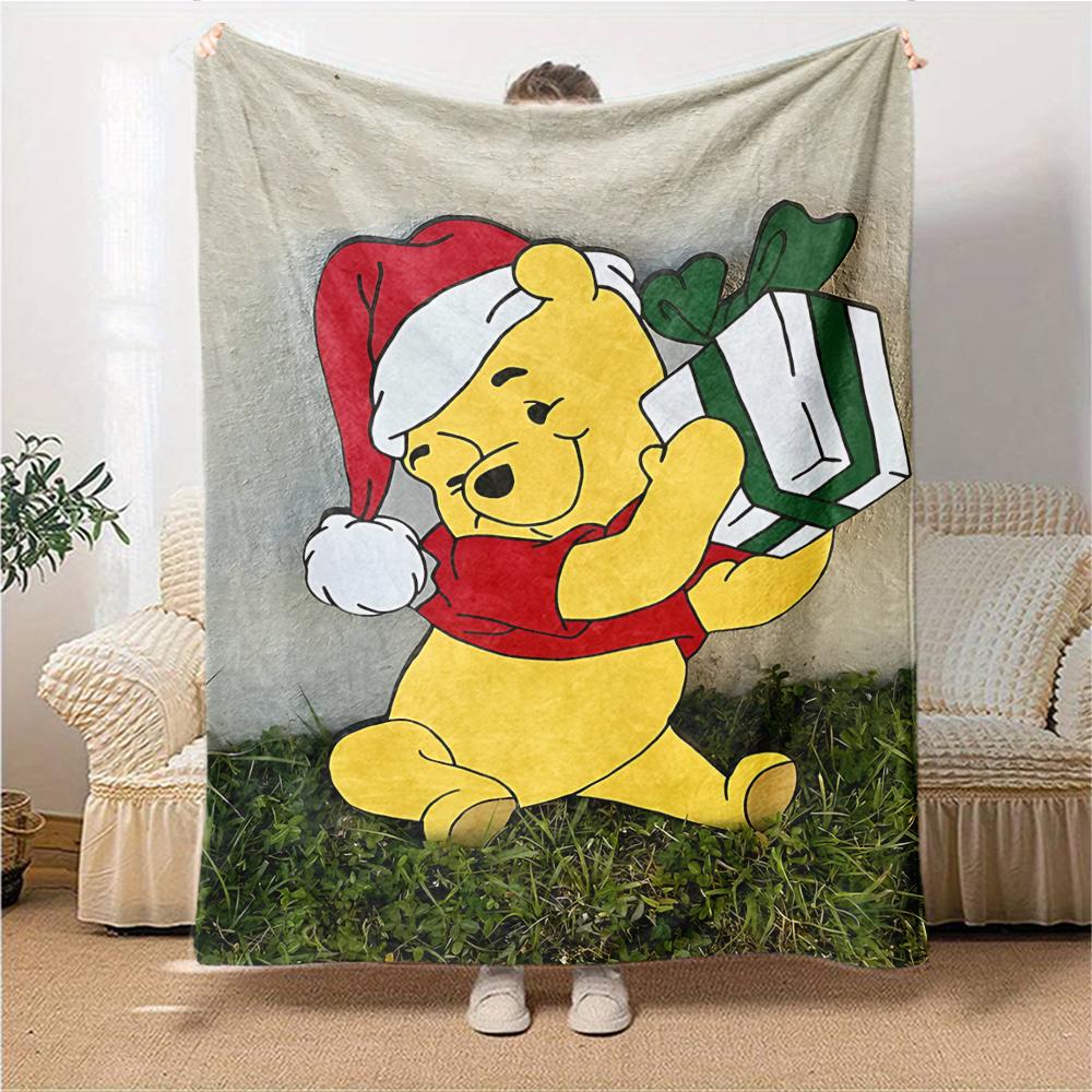 Christmas Winnie Pooh Blanket Soft Throw Blanket For Home Bedroom Bed Sofa Travel Office Solid Christmas Blanket