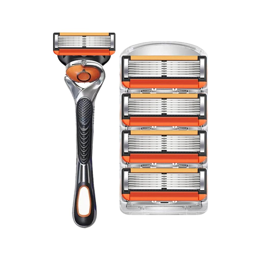 Набор мужских бритвенных лезвий для замены с бесплатной ручкой, безопасная бритва с длинной ручкой, набор со сверхострыми лезвиями из нержавеющей стали, идеальный подарок для ухода