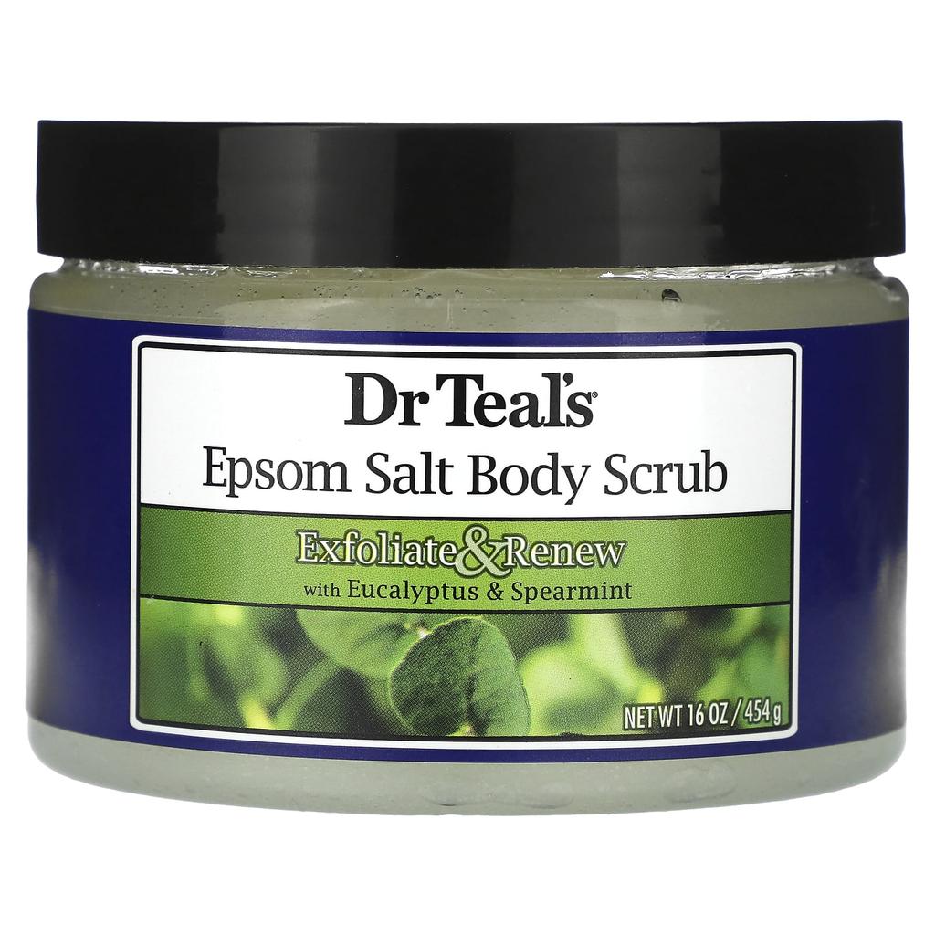 Dr. Teal's Epsom Salt Body Scrub with Eucalyptus and Spearmint, 16 Oz (454 G)