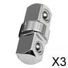 Переходник-втулка 2x3/8", износостойкий стальной редукторный переходник, шестигранный соединитель, серебристый, 3