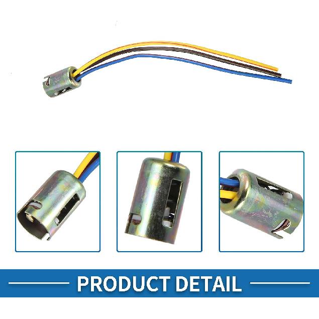Car Extension Socket Holder Wire Harness Connector Adapter Durable 3 Wire 1157 LED Brake Stop Light Bulb Plastic Metal Bronze Tone (Set of 2)