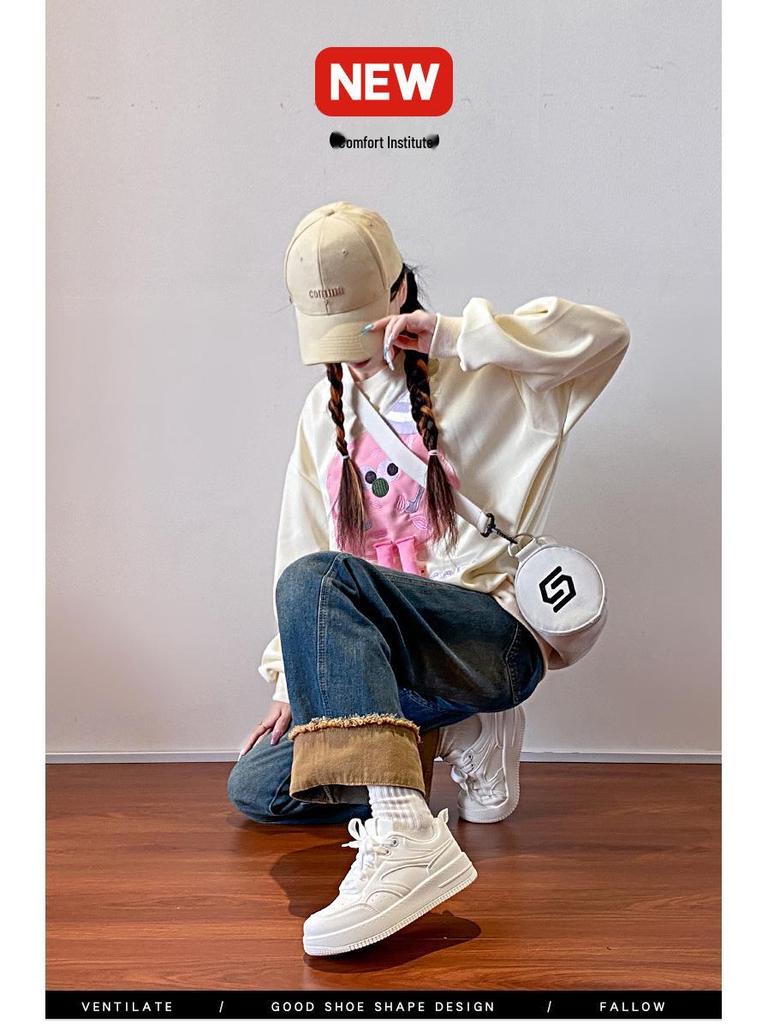 2024 Trendy All-Season Korean-Style Women’s Sneakers: Original White College-Style Sports Shoes