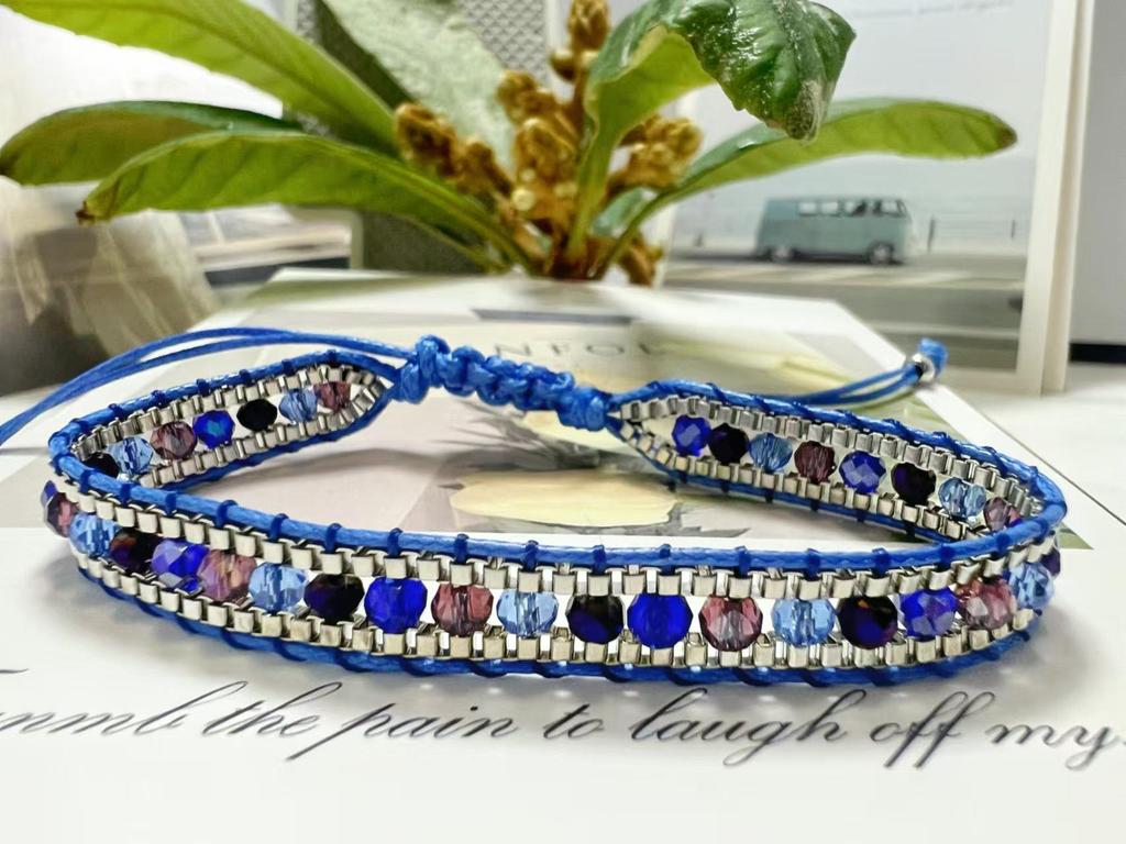 Европейский и американский плетеный вручную кристальный ретро этнический браслет дружбы для женщин