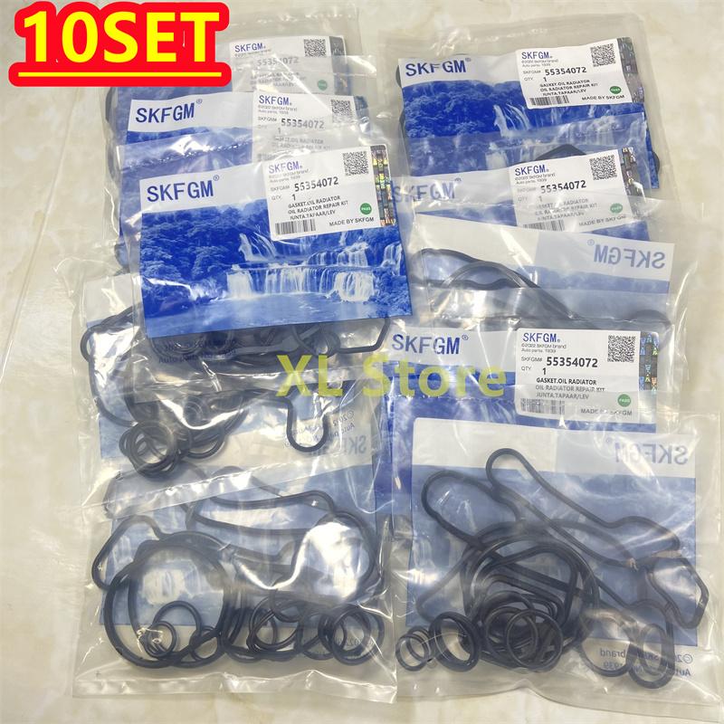 10Set Cooling System Oil Cooler Gasket Seals 2724577 55354071 24445723 55354072 For Chevrolet Cruze 1.6L 1.8L Sonic Astra Zafira