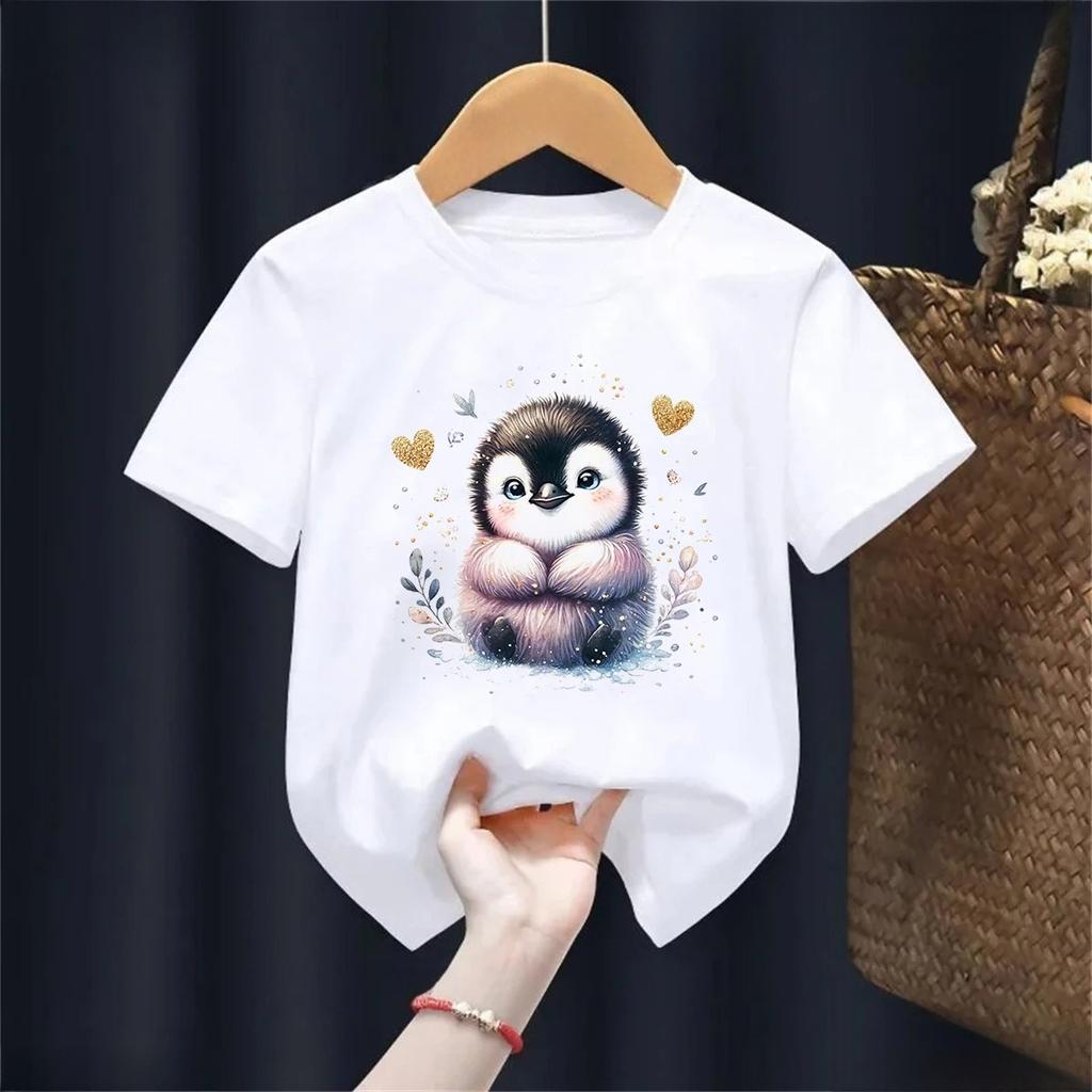 Kawaii Penguin Animal Printed Tshirt For Unisex And Unisex Summer Fashion Short Sleeve Casual Graphic Tops Cute Tee