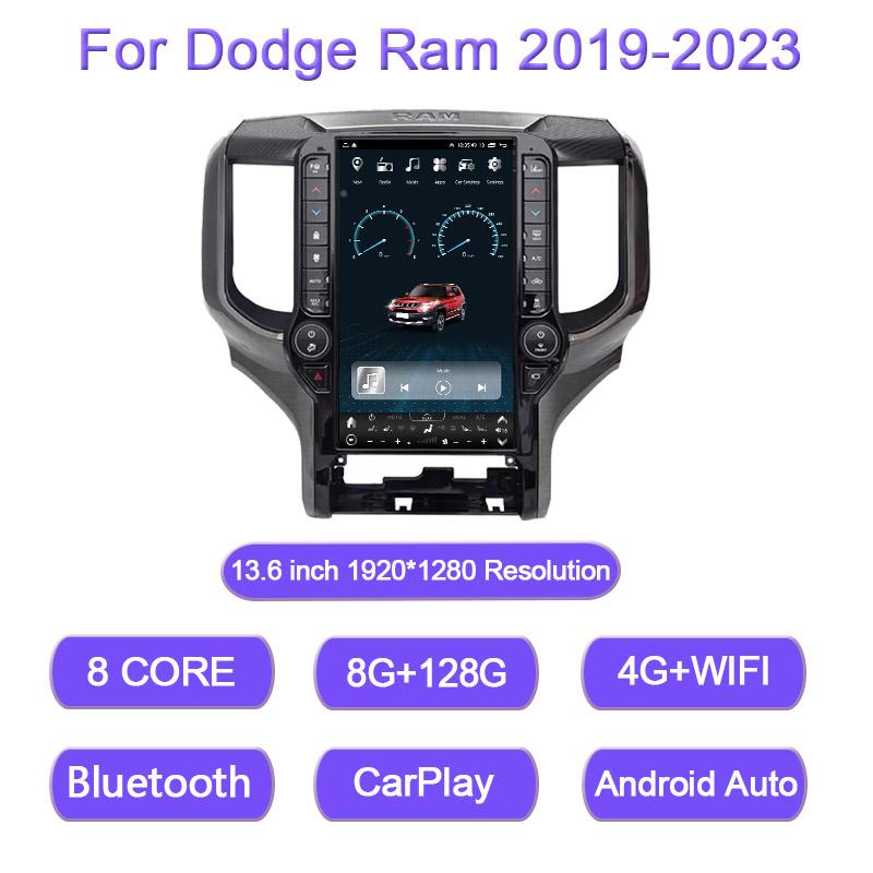 8+128 ГБ Android 12 Автомагнитола Для Dodge Ram 1500 2500 3500 2019-2023 Carplay Android Auto 4G Автомобильный мультимедийный плеер GPS QLED