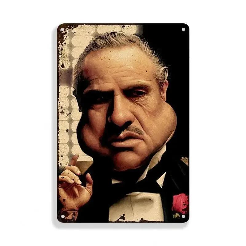 Retro Vintage Metal Tin Poster The Godfather Sign Plaque for Bar Club Home Wall Decor Classic Movie Wall Plate Pendant