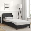 VidaXL Bed Frames with Headboard, Upholstered Bed with Slat Base, Single Bed with Feet, Bedroom Adult Bed, Black 373078