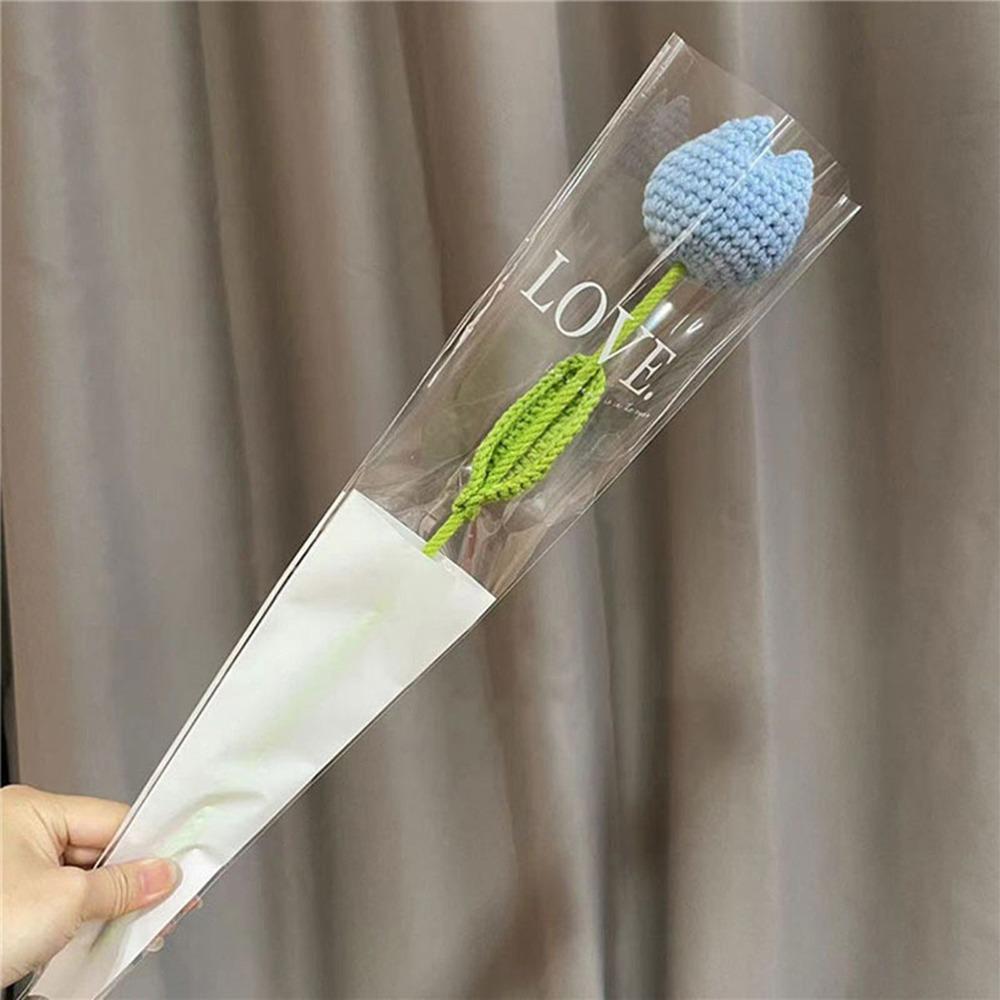 Cotton Knitting Flower Tulips Hand-Knitted Simulation Flower Fashion Flower Bouquet Home