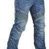 Mens Washed Vintage Motorcycle Riding Pants With Silicone Padding - Stretch Denim Protective Trousers Cycling