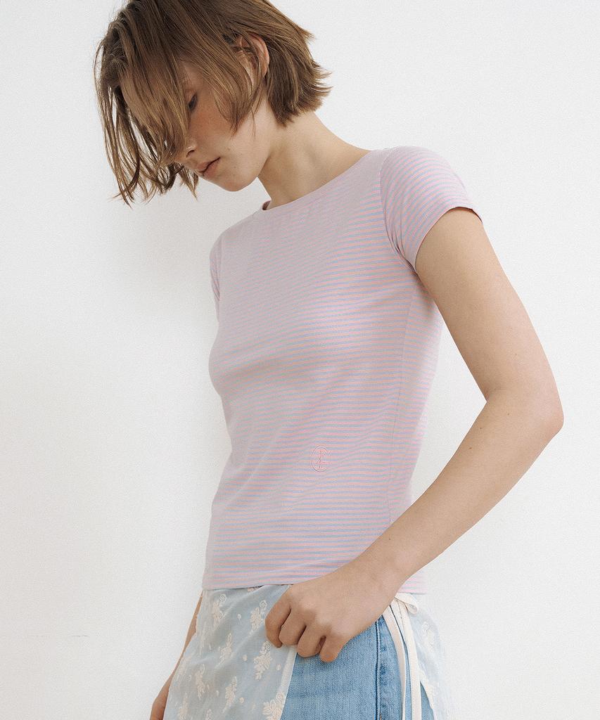 LUCIR ZU Stripe Baby Tee (Pink)