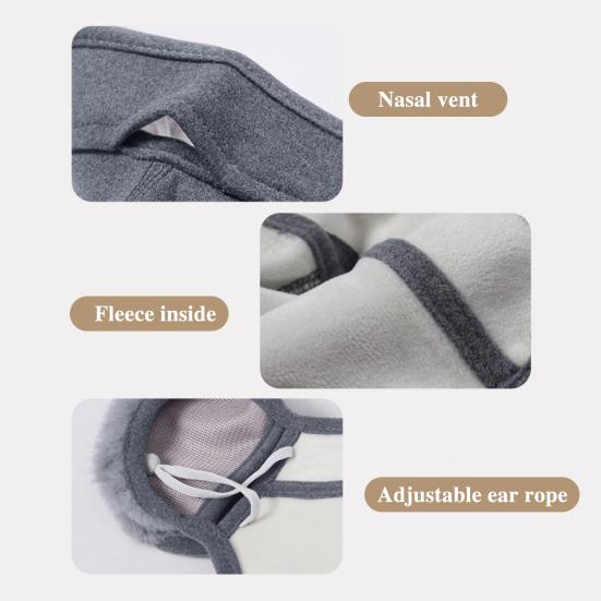 Cycling Face Guard with Plush Earmuffs Windproof Warm Fall Winter Cold Weather Outdoor Snow Skiing Motorbike Riding 2-In-1 Ear Protection Face Guard