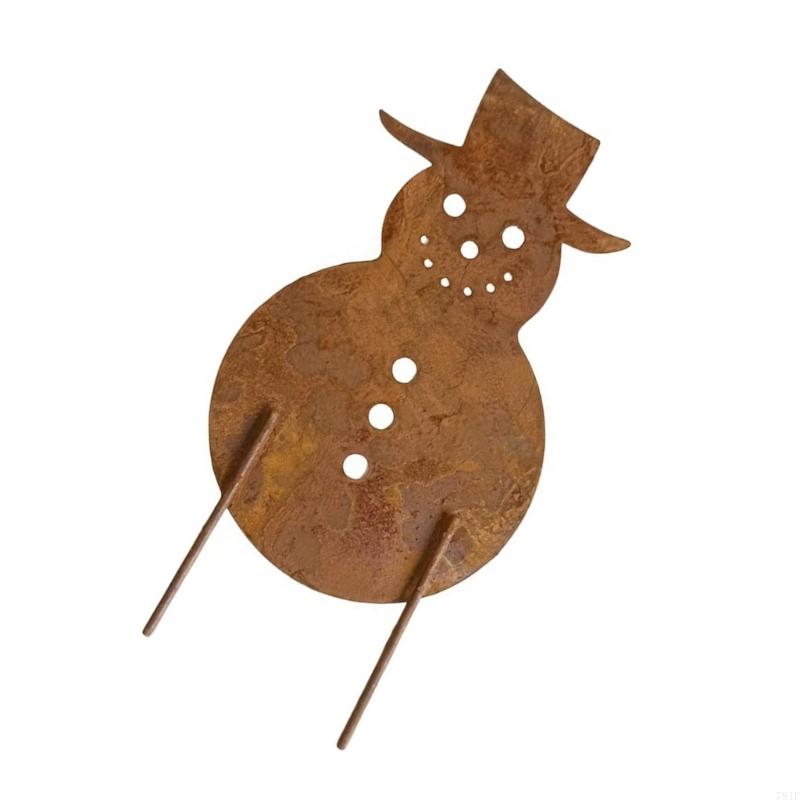 Rusty Santa Snowman Metal Garden Art Stake Outdoor Christmas Decoration Weather Resistant