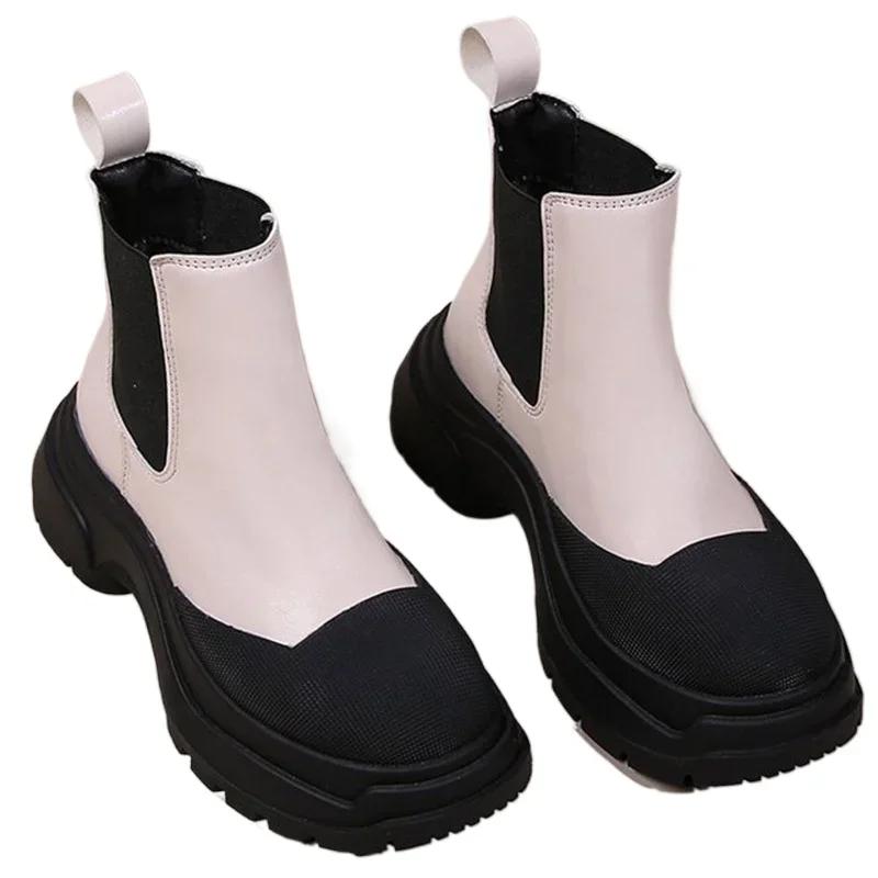 Ботинки Челси на платформе, массивные женские туфли, зимняя повседневная спортивная обувь, зимние ботильоны, панк-готика, мода, женщины, запатилы