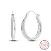 Charms Double Hoop Earrings For Women 100% 925 Silver Cubic Zircon Heart Star Moon Earrings Elegant Birthday Jewelry Gifts