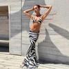 EDOLYNSA Sexy Zebra Stripes 3 Pieces Bikini Set 2024 Summer Beach Wear Triangle Micro Bikinis Swimsuit Skirt Swimwear Cover-up A1554
