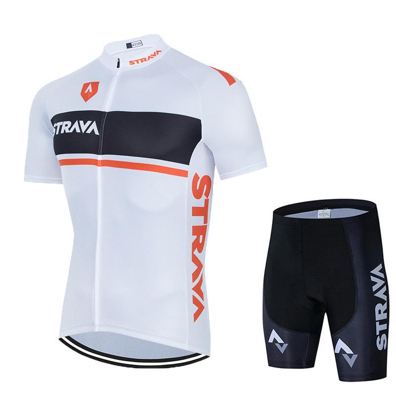 New Strava Cycling Suit Men's Outdoor Sports Cycling Short Sleeve Strap Shorts Set