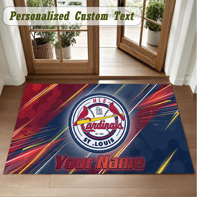 Crystal Velvet Square Rug Custom NameSt. Louis Cardinals Pattern Non Slip Home Floor Decor Rug
