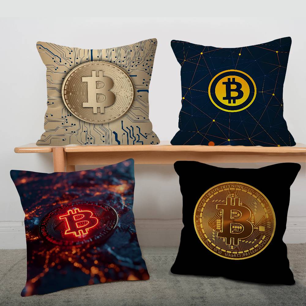 Роскошная наволочка с биткоинами для спальни и гостиной, декоративная наволочка для дивана
