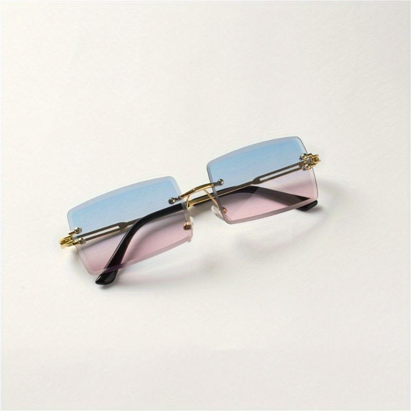 4-Piece Set Of Frameless Square Fashion Glasses For Women Cut Edge Design Suitable For Fashion Accessories And Casual Wear