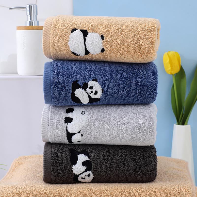 Panda Embroidered Cotton Face Towel Absorbent Pure Hand Face Cleaning Hair Shower Towels Bathroom Home Hotel for Adults