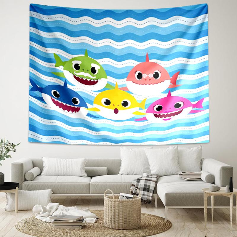 1pc Baby Shark Tapestry, Living Room, Bedroom, Office, Party Decor, Ideal Festive Gift