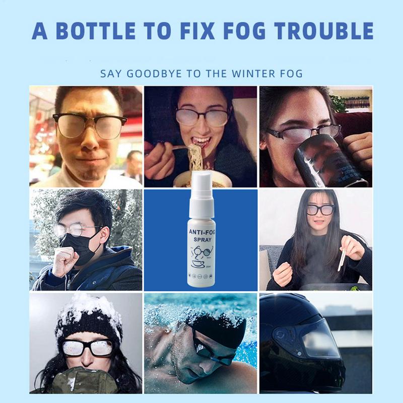 20 мл Спрей против запотевания для очков Средство для предотвращения запотевания лобового стекла Очиститель для линз очков Средство для предотвращения запотевания защитных очков Средство для покрытия зеркал