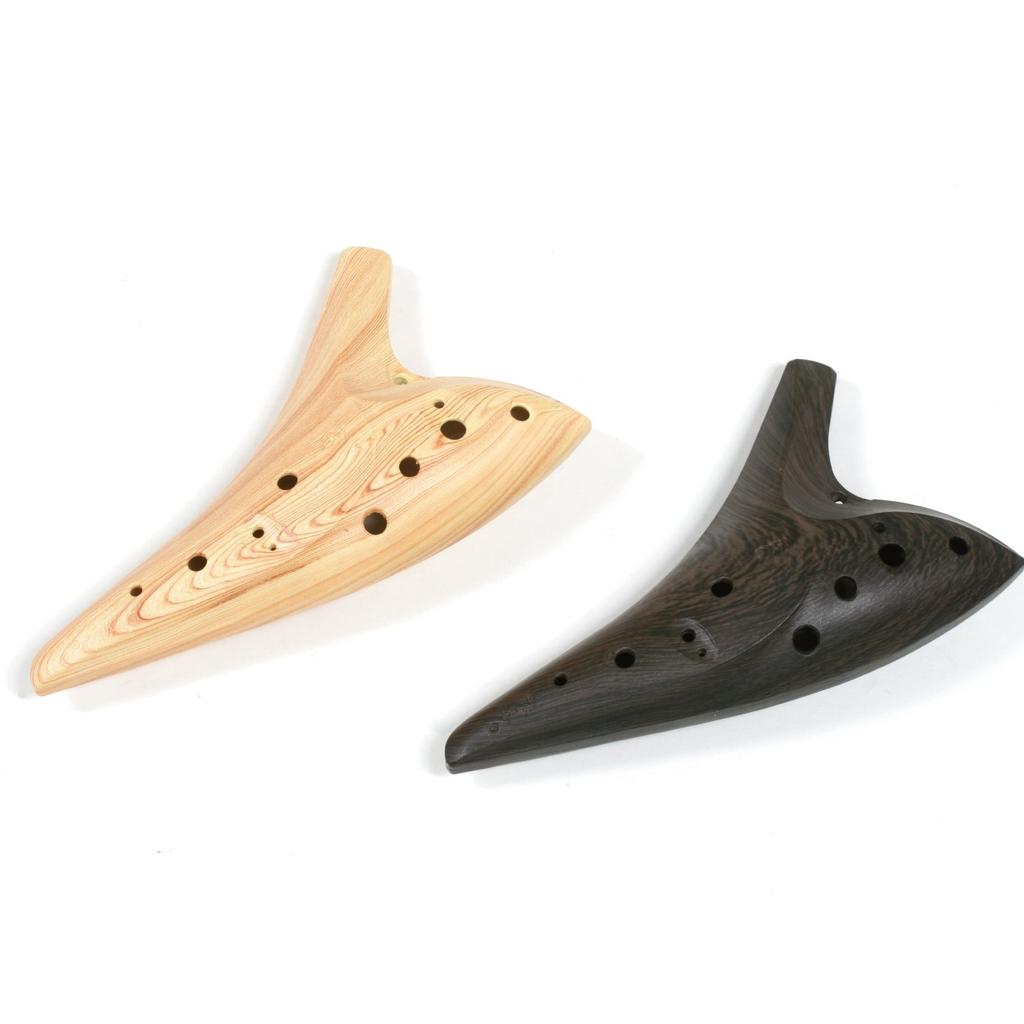 Kiktani 12 Hole Wood Grain Ocarina Plastic Alto C Strap with Pouch NAT HX-OCARINE