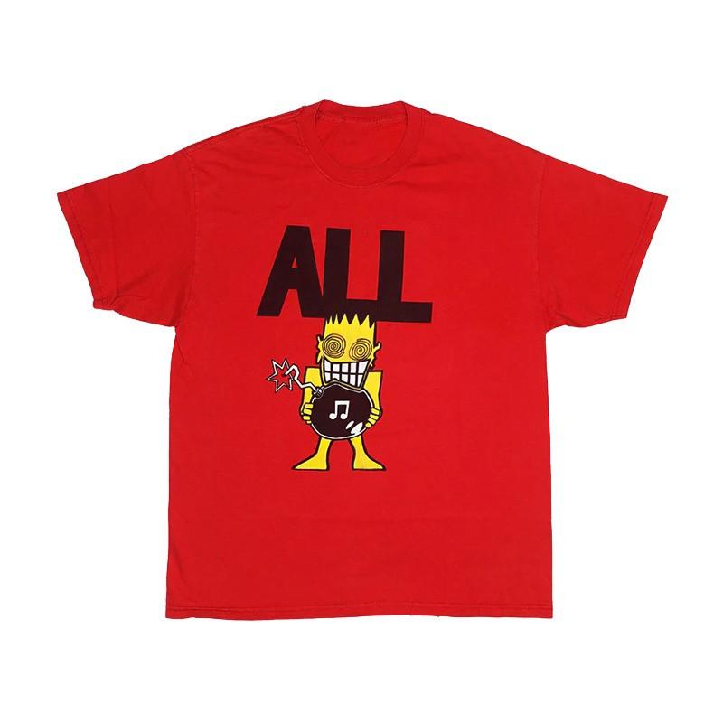 ALL ROY Band Rock American Streetwear Vintage Facial Expression Face Straight-spun Pure Cotton Men's Short-sleeved T-shirt