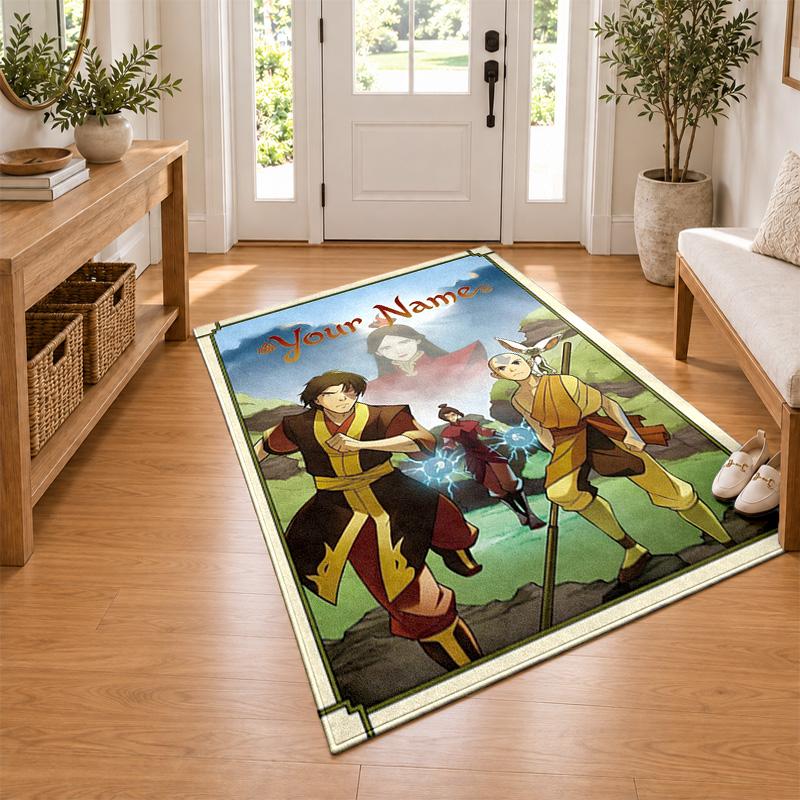 Avatar The Last Airbender Custom Name Personalized Rug Non‑Slip Doormat Floor Carpet Housewarming Birthday Gift for Family Friends