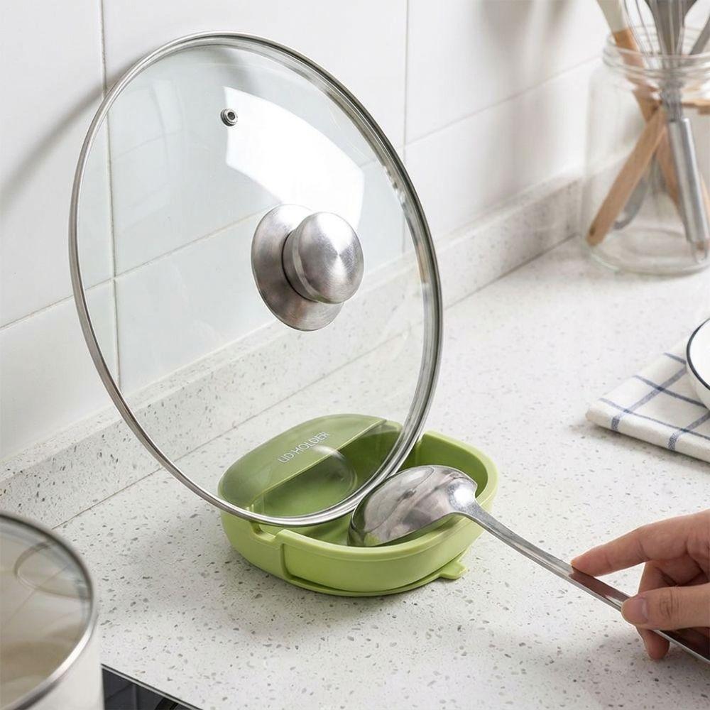 Hanging Silicone Kitchen Pot Lid Holder Heat-Resistant Soup Spoon Rack Spoon Rest Cookware Storage