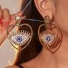 Halloween Colorful Crystal Heart Earrings Personalized Exaggerated Devil's Eye Shiny Earrings Women's Earrings