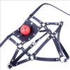 Leather Head Face Mask Mouth Gag,BDSM Bondage Silicone Gag Ball,Harness Strap Restraint Muzzle,Fetish Slave Oral Fixate Sex Toys